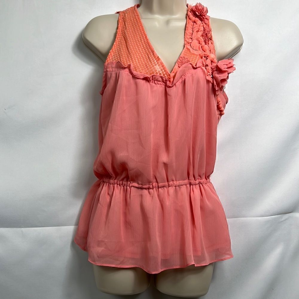 LulumariโCoralโSequinsโembellishedโTopโsizeโsmallโNWT